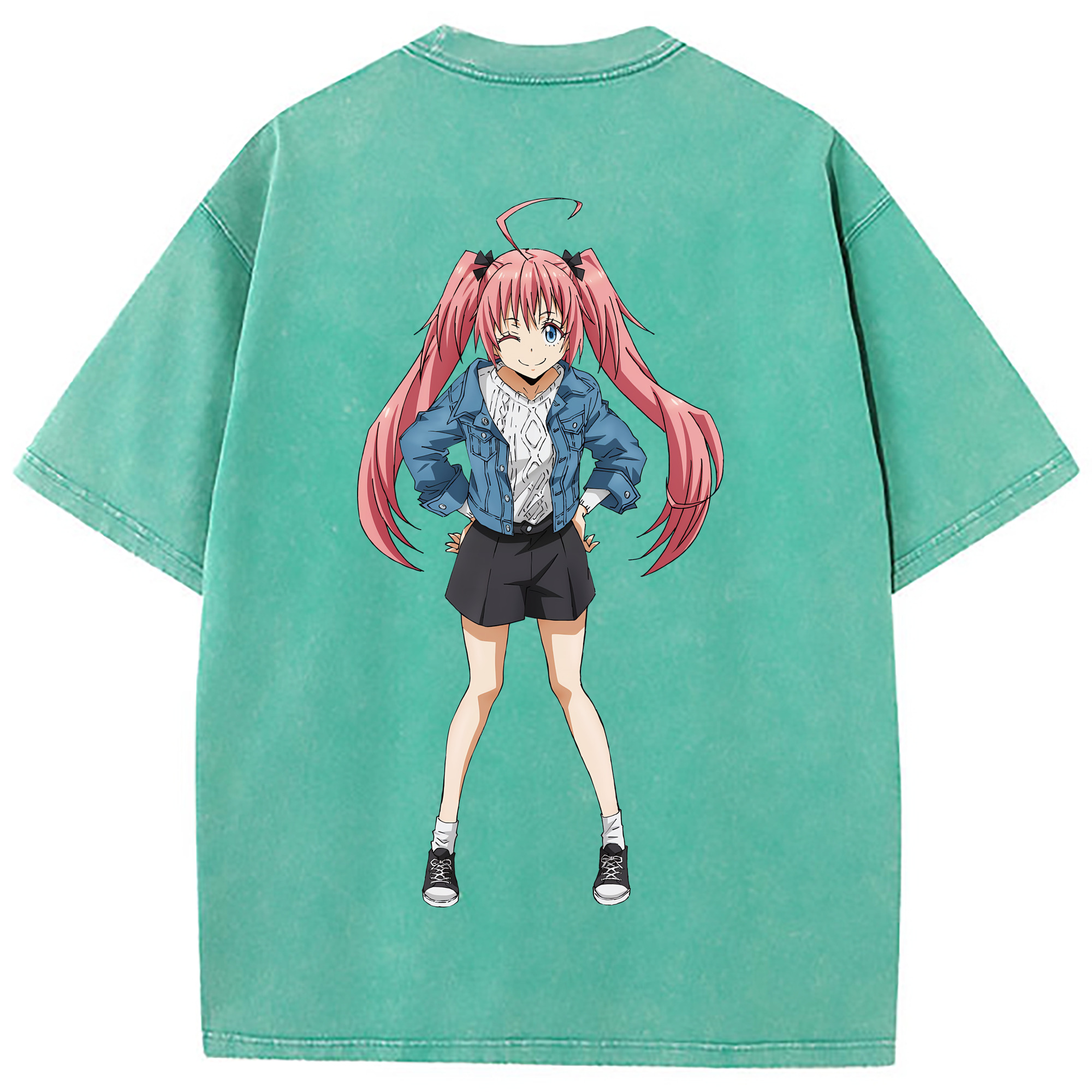 （画像用） 転スラ Regarding Reincarnated to Slime 綿100% ヴィンテージ風 半袖Tシャツ（背面プリント）